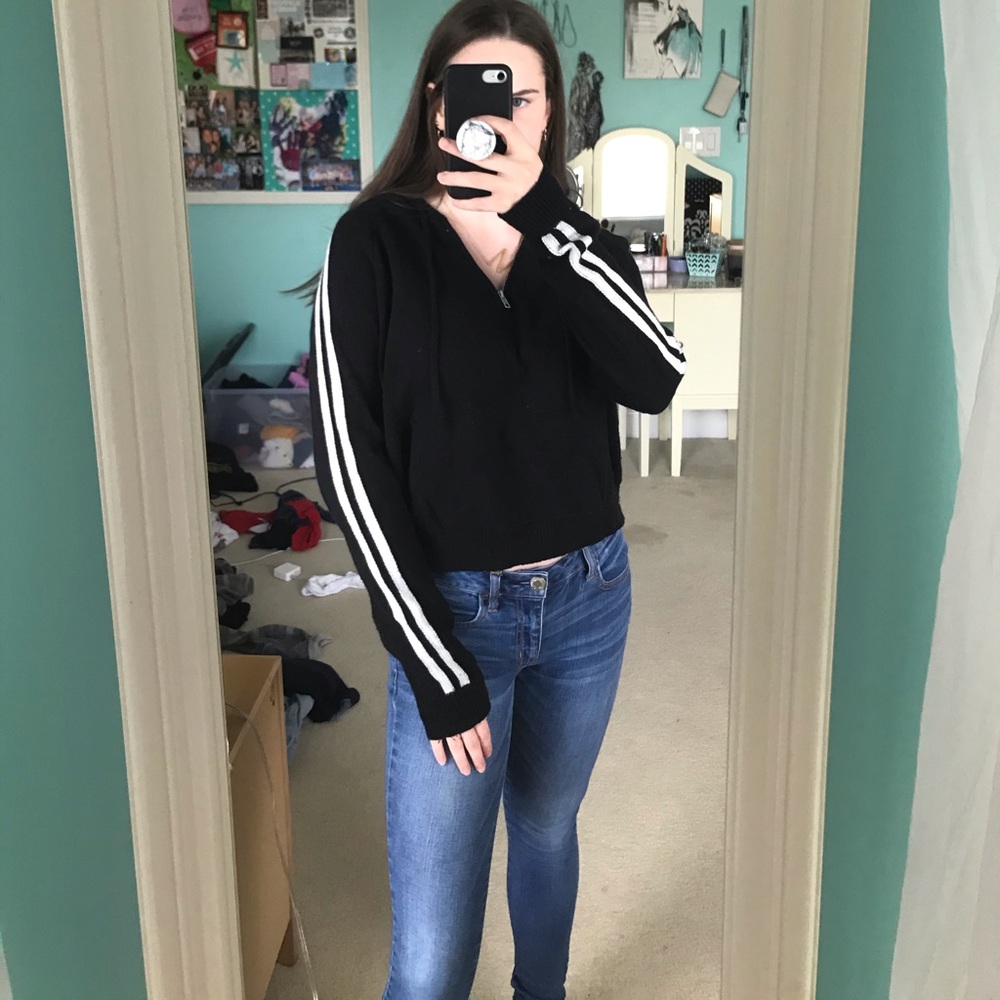 Brandy Melville black quarter zip hoodie